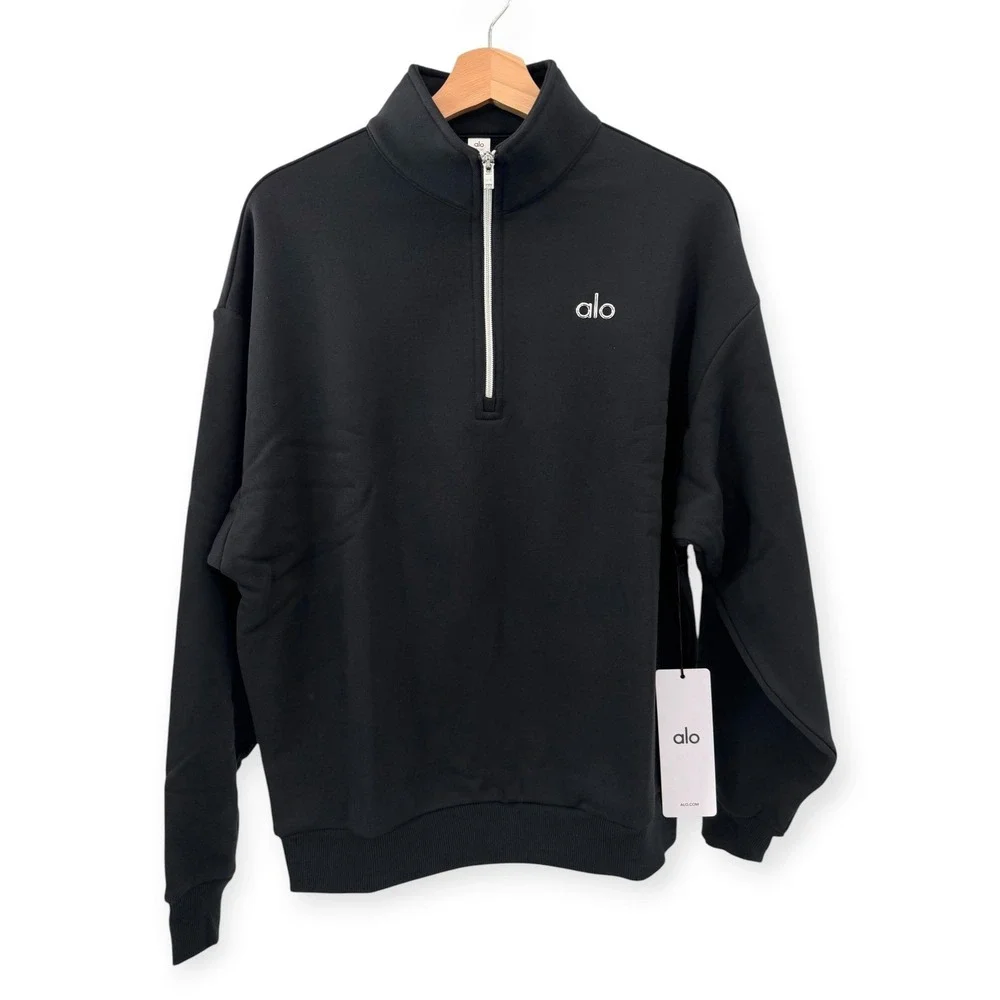 NWT ALO Accolade 1/4 Zip Pullover‎ in Black - Size XS